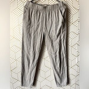 Eileen Fisher Striped Hemp& Organic Cotton Blend Tapered Leg Pull On Pants Sz XS